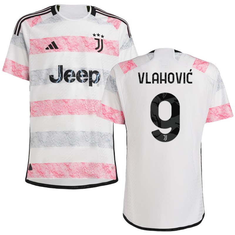 Juventus Udebanetrøje 23/24 Hvid Pink Kortærmet Vlahović 9