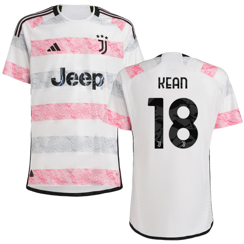Kean 18 Juventus Udebanetrøje 2023-2024 Hvid Pink Kortærmet