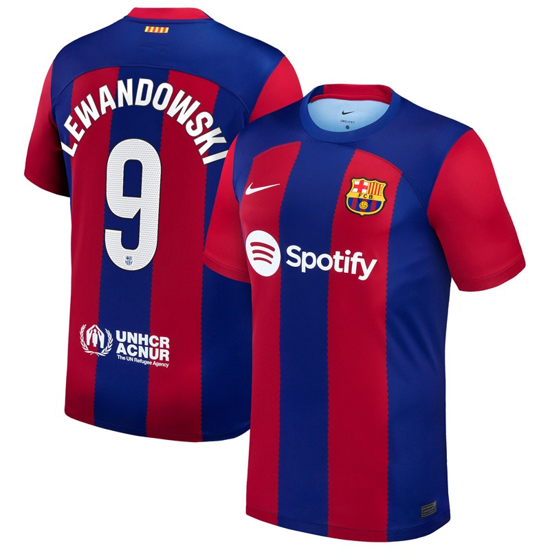 Lewandowski 9 FC Barcelona Hjemmebanetrøje 23-24 Kortærmet
