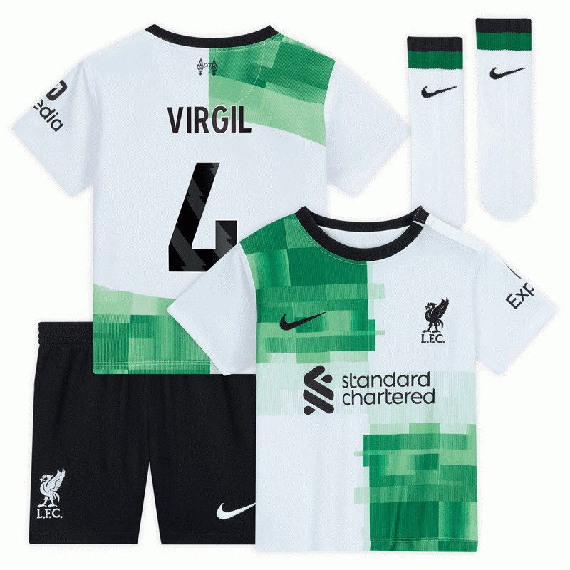 Liverpool Virgil 4 Udebanetrøje 2023/24 Kortærmet + korte bukser til børn