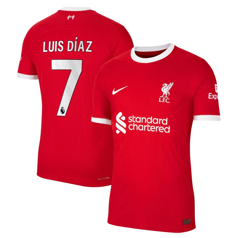 Luis Díaz 7 Liverpool FC Hjemmebanetrøje 2023/24 Rød Kortærmet
