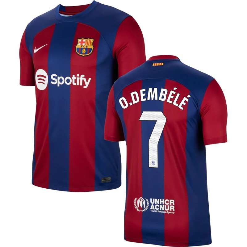 O.Dembélé 7 FC Barcelona Hjemmebanetrøje 2023/24 Kortærmet