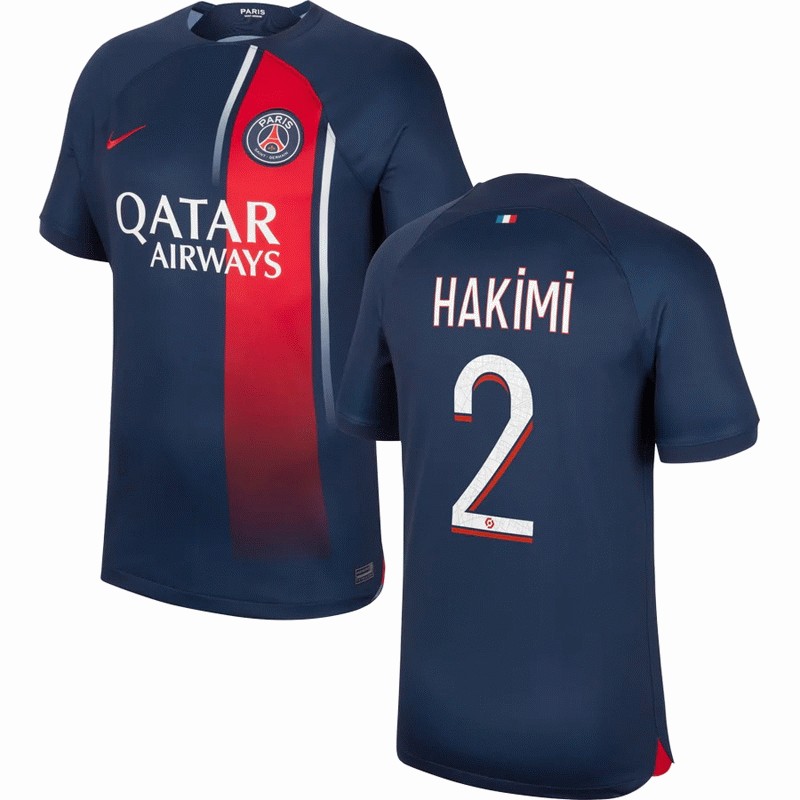 Paris Saint-Germain Hjemmebanetrøje 2023/24 Navy Kortærmet med Hakimi 2 tryk