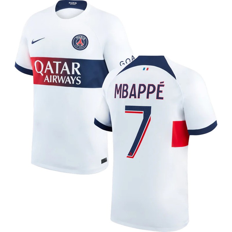 Paris Saint-Germain Udebanetrøje 2023/24 Hvid Kortærmet Mbappé 7