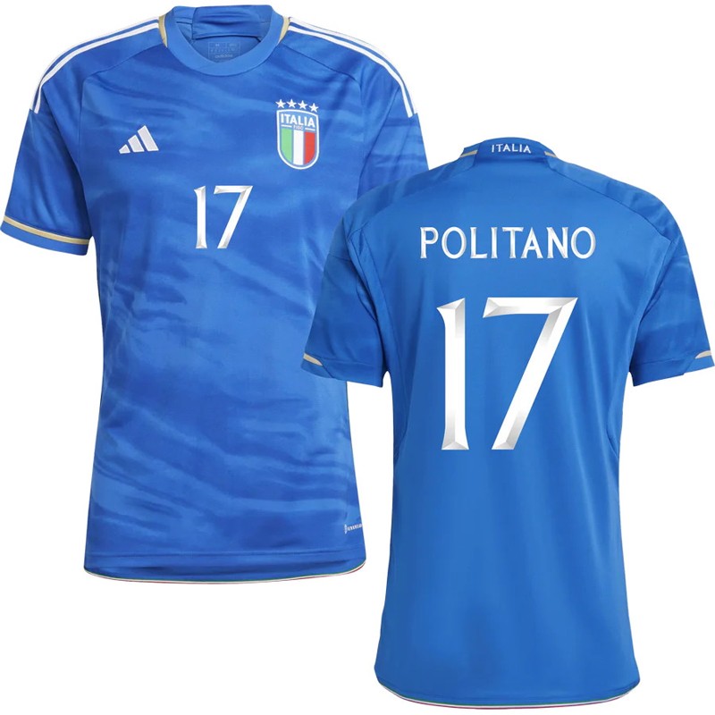 Politano 17 Italien hjemme trøje 2023 blå kortærmet