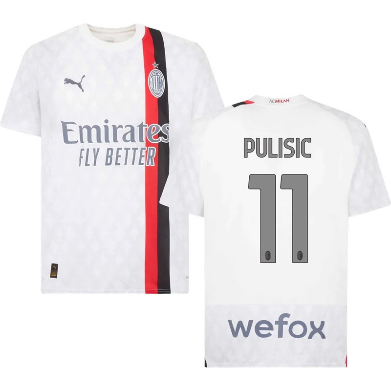 Pulisic 11 AC Milan Udebanetrøje 2023-24 Hvid Kortærmet