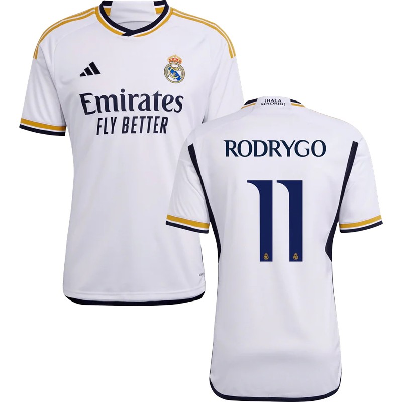 Rodrygo 11 Real Madrid Hjemmebanetrøje 2023/24 Hvid Kortærmet til mænd