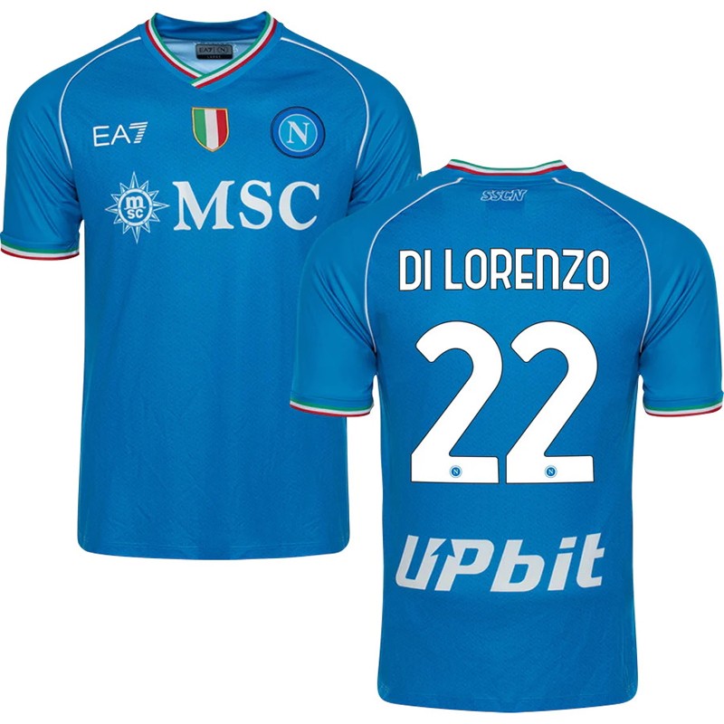 SSC Napoli Di Lorenzo 22 Hjemmebanetrøje 23/24 Blå Kortærmet