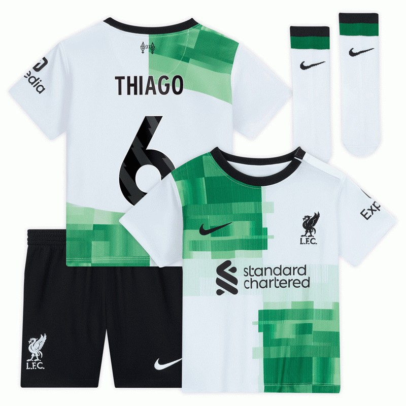 Thiago 6 Liverpool Udebanetrøje 23/24 Kortærmet + korte bukser til børn