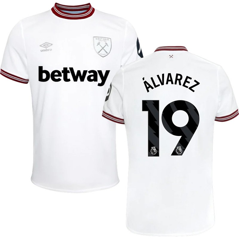 Álvarez 19 West Ham United Udebanetrøje 2023/24 Hvid Kortærmet