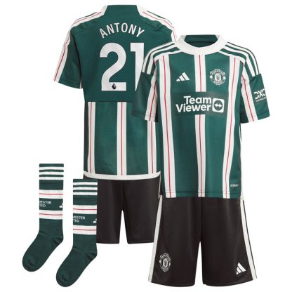 Antony 21 Manchester United Udebanetrøje 23/24 Børn Kortærmet + korte bukser