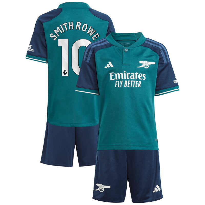 Arsenal 3. Trøje 2023/24 Smith Rowe 10 Grøn Kortærmet + korte bukser til børn