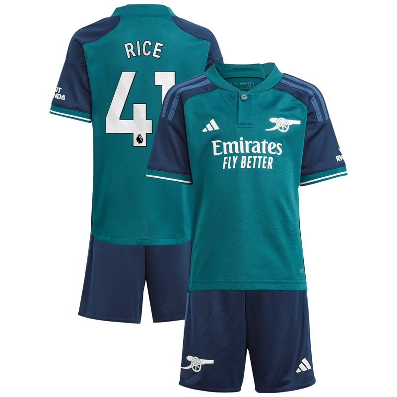 Arsenal Børn Tredjetrøje 2023/24 Grøn Kortærmet + korte bukser Rice 41