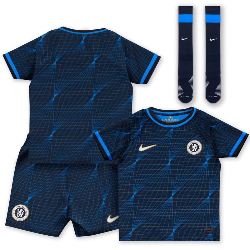 Billige Fodboldtrøjer Chelsea Udebanetrøje 23/24 Børn Kortærmet + korte bukser