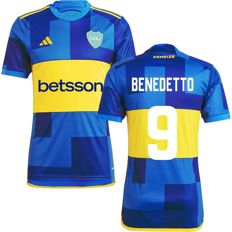 Boca Juniors Hjemmebanetrøje 2023/24 Blå Gul Kortærmet Benedetto 9