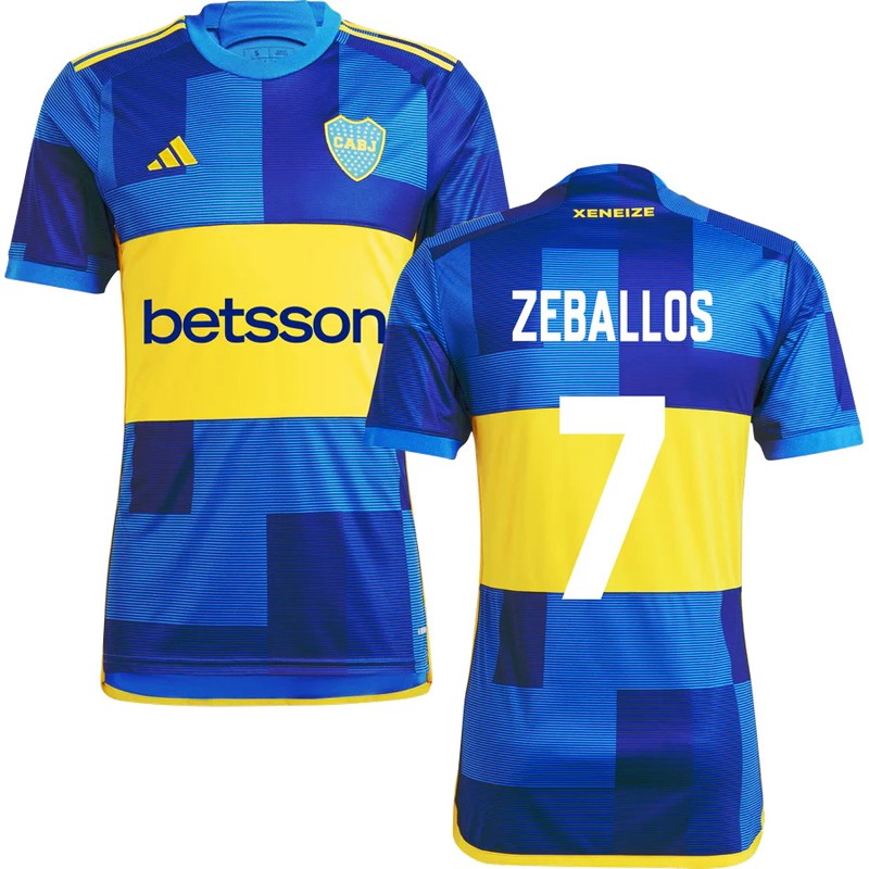 Boca Juniors Zeballos 7 Hjemmebanetrøje 2023/24 Blå Gul Kortærmet