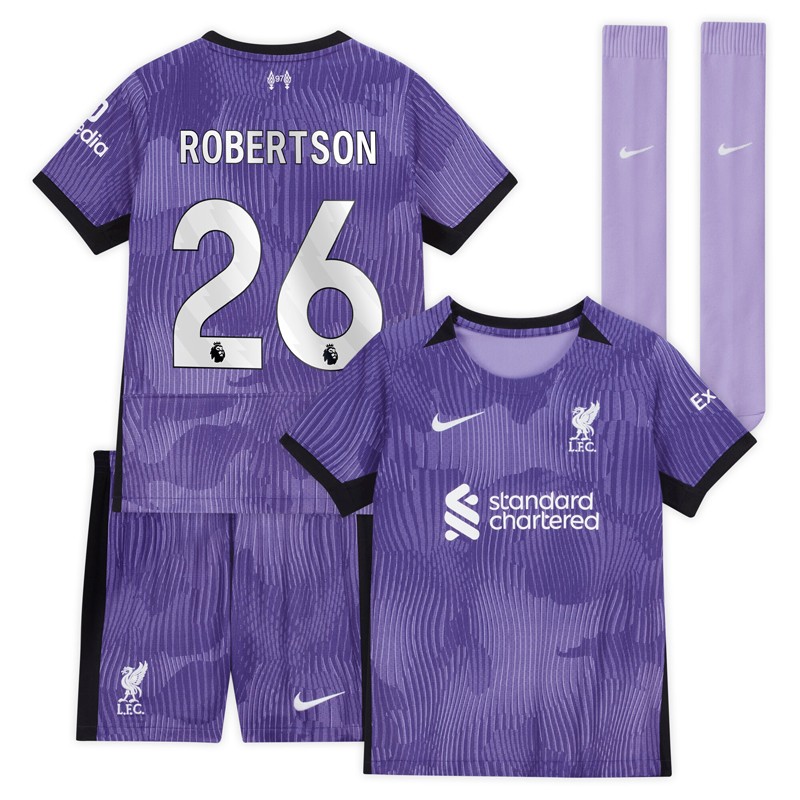 Børn Fodboldtrøje Liverpool 3. Trøje 2023/24 Kortærmet + korte bukser Robertson 26