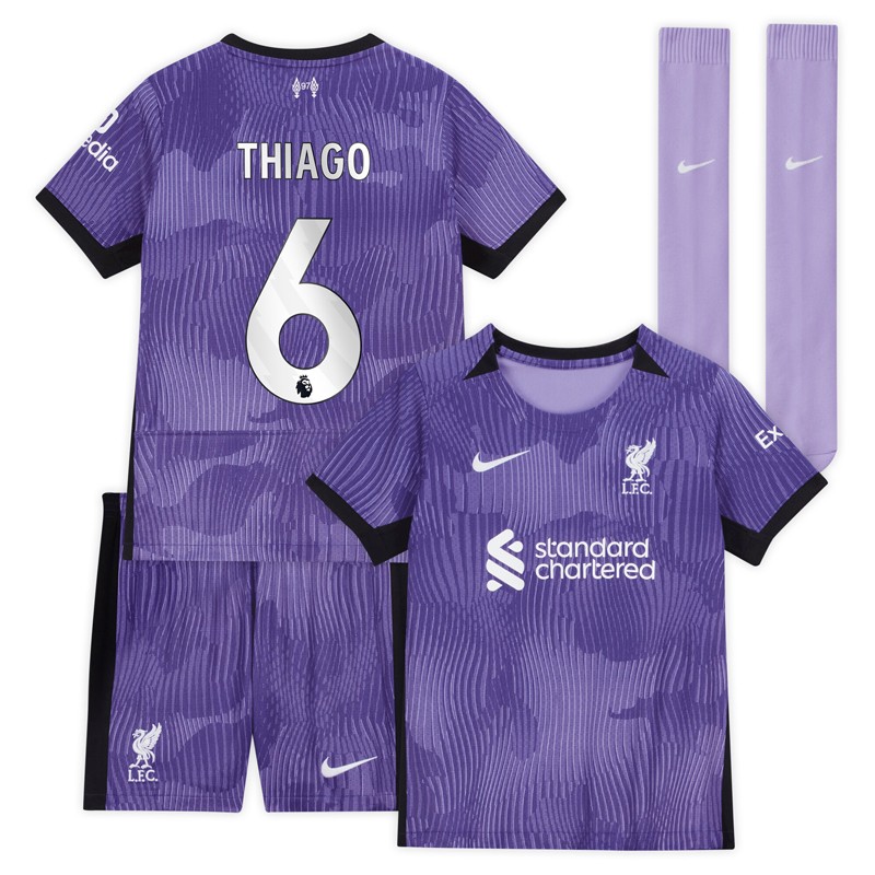 Børn Fodboldtrøje Liverpool 3. Trøje 2023/24 Kortærmet + korte bukser Thiago 6