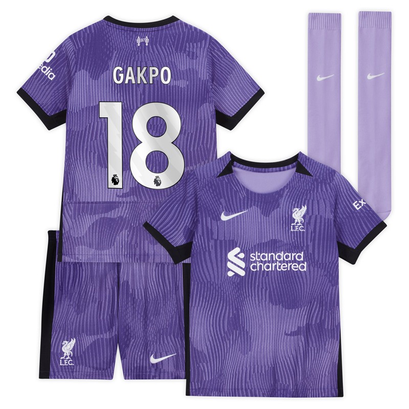Børn fodboldtrøjer Liverpool Gakpo 18 Tredjetrøje 2023/24 Kortærmet + korte bukser