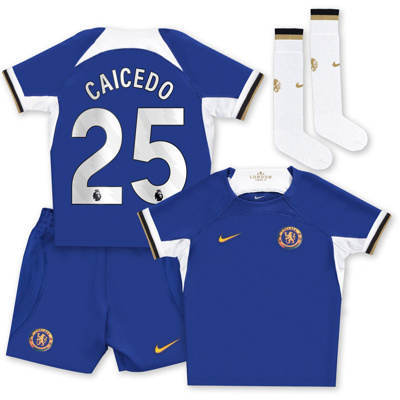 Caicedo 25 Chelsea Børn Hjemmebanetrøje 2023/24 Blå Kortærmet + korte bukser