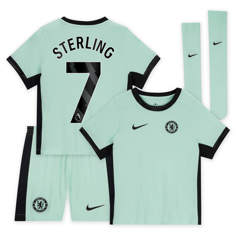 Chelsea Tredjetrøje 2023/24 Børn Kortærmet + korte bukser Sterling 7