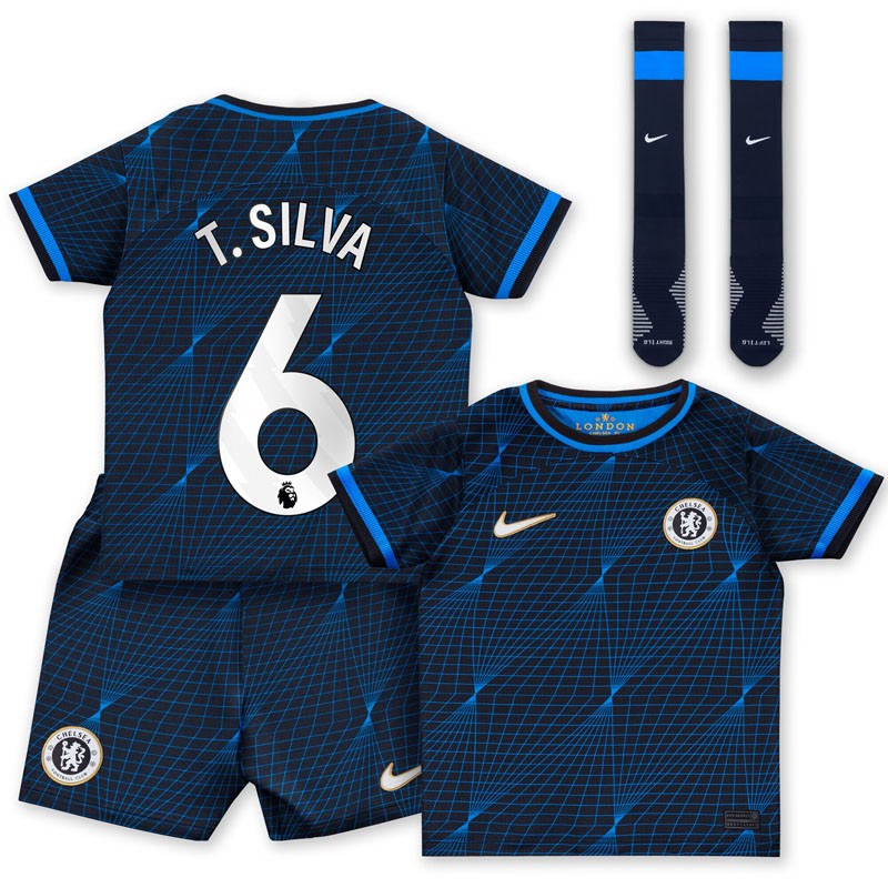Chelsea Udebanetrøje 2023/24 Børn Kortærmet + korte bukser T.SILVA 6