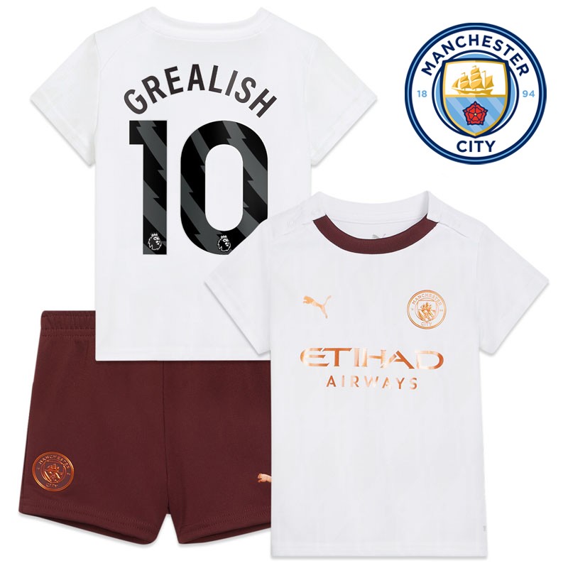 Grealish 10 Manchester City Udebanetrøje 23/24 Børn Kortærmet + korte bukser