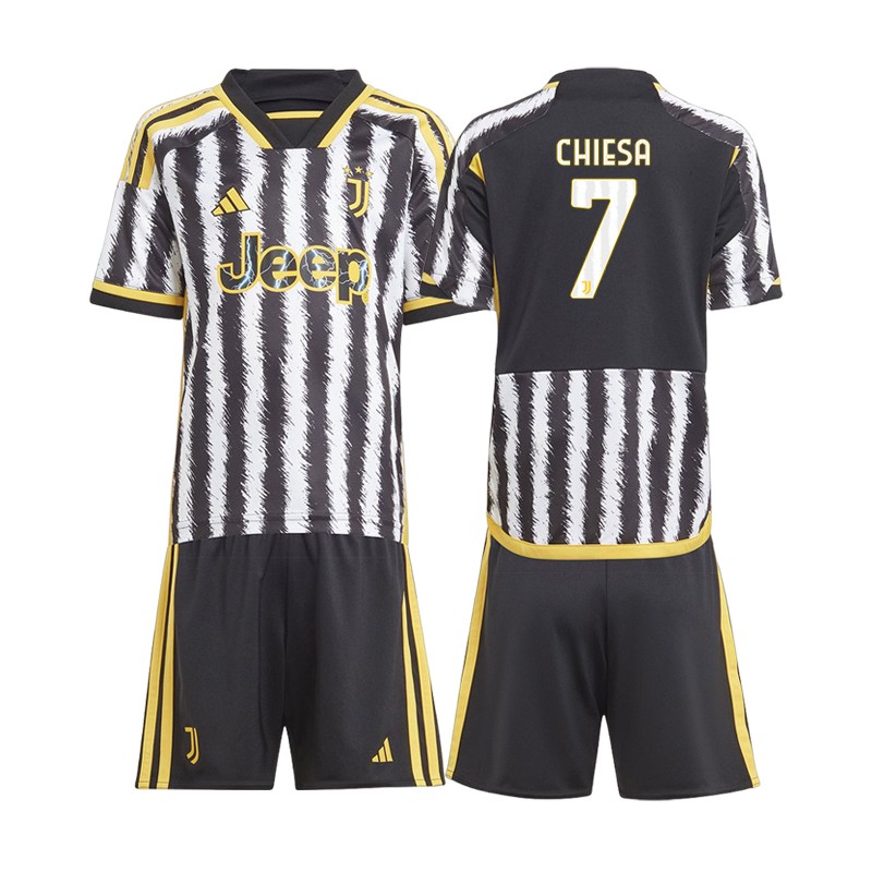 Juventus Hjemmebanetrøje 23/24 Børn Kortærmet + korte bukser med Chiesa 7 tryk