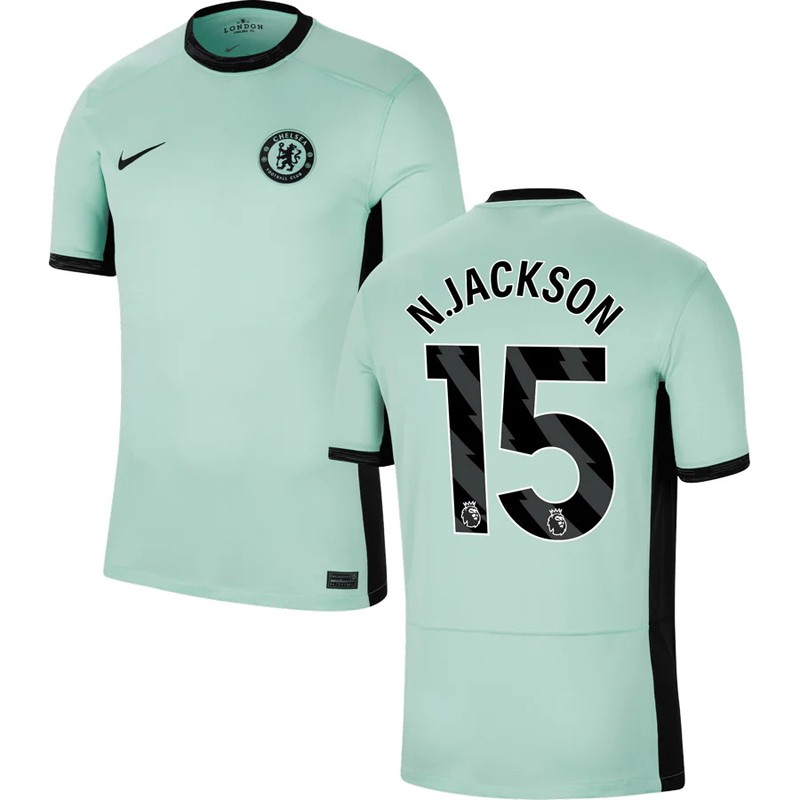 Køb Fodboldtrøje Chelsea Jackson 15 3. Trøje 2023/24 Grøn Kortærmet