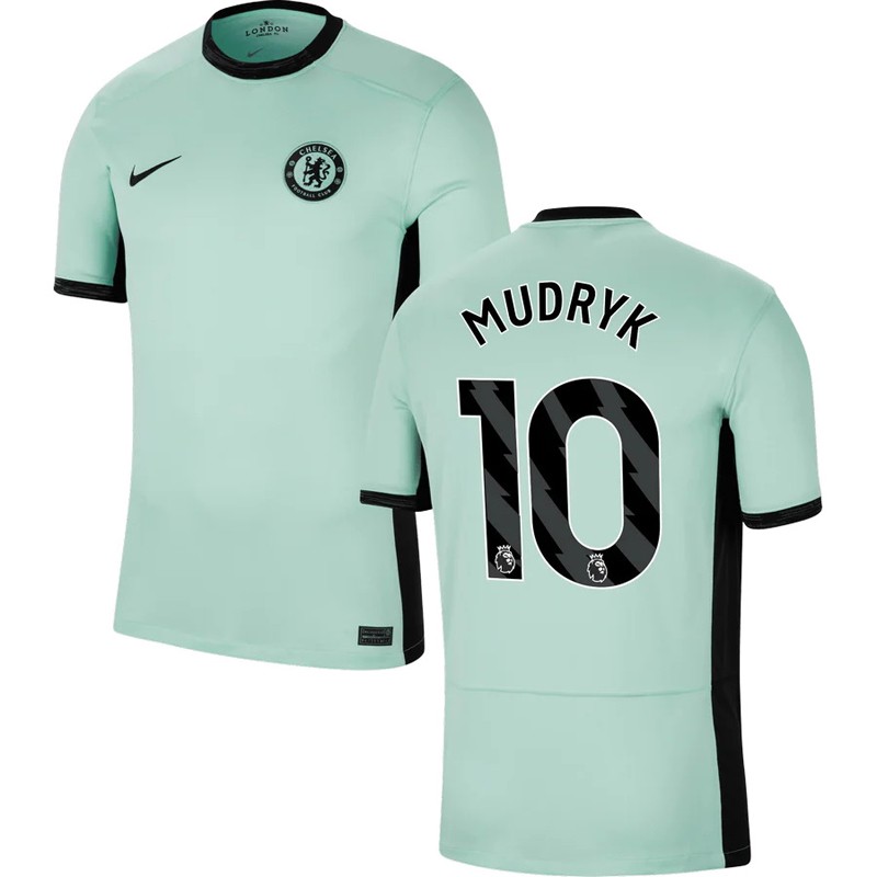 Køb Fodboldtrøje Mudryk 10 Chelsea Tredjetrøje 2023/24 Grøn Kortærmet