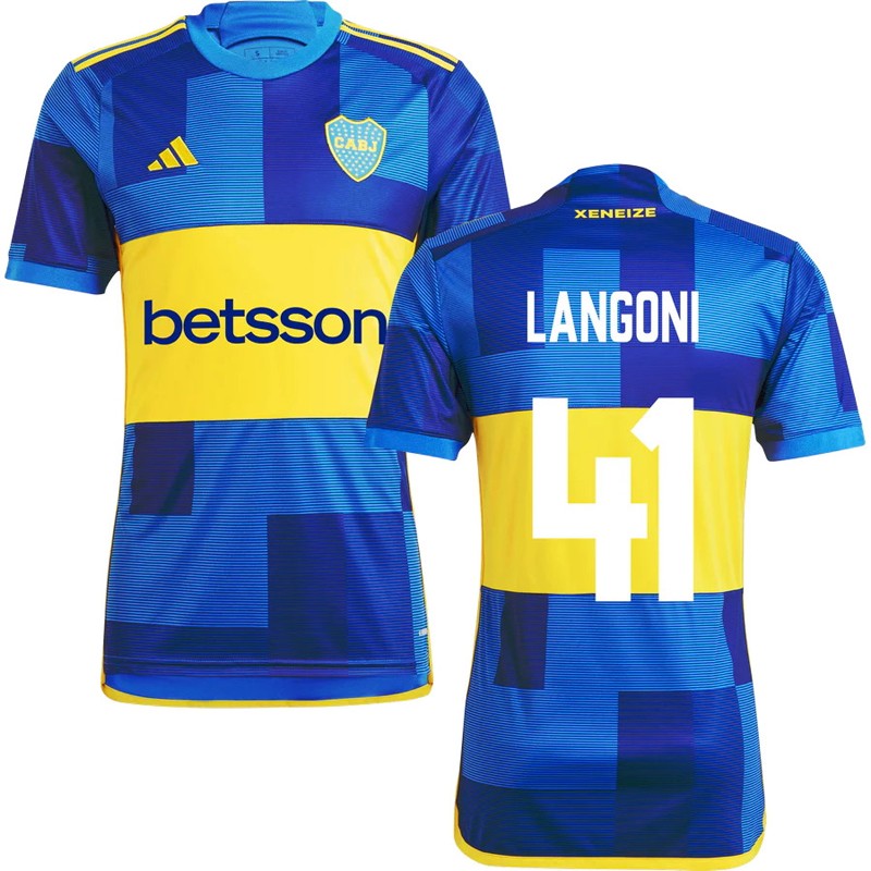 Langoni 41 Boca Juniors Hjemmebanetrøje 23/24 Blå Gul Kortærmet