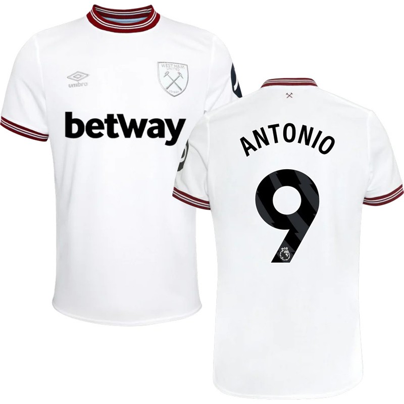 Mænd Fodbold Trøjer Antonio 9 West Ham United Udebanetrøje 2023/24 Hvid Kortærmet