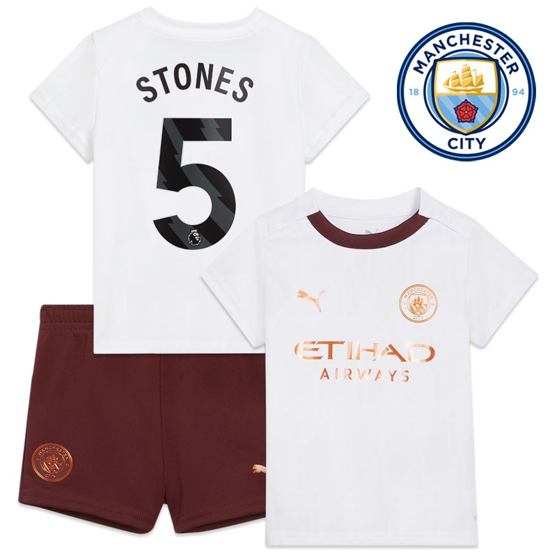 Manchester City STONES 5 Udebanetrøje 23/24 Kortærmet + korte bukser Børn
