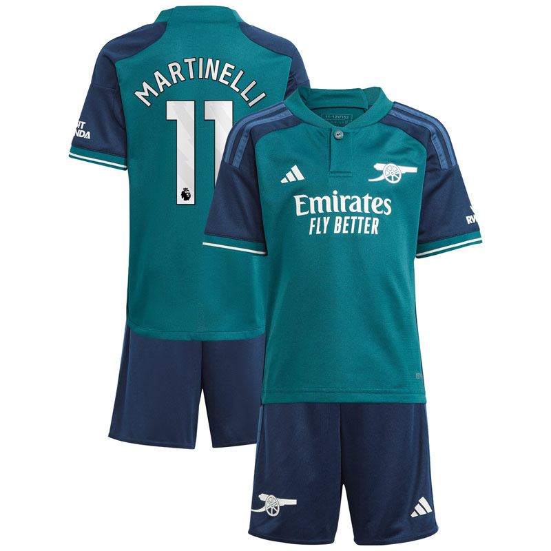Martinelli 11 Arsenal Tredjetrøje 2023/24 Grøn Kortærmet + korte bukser til børn