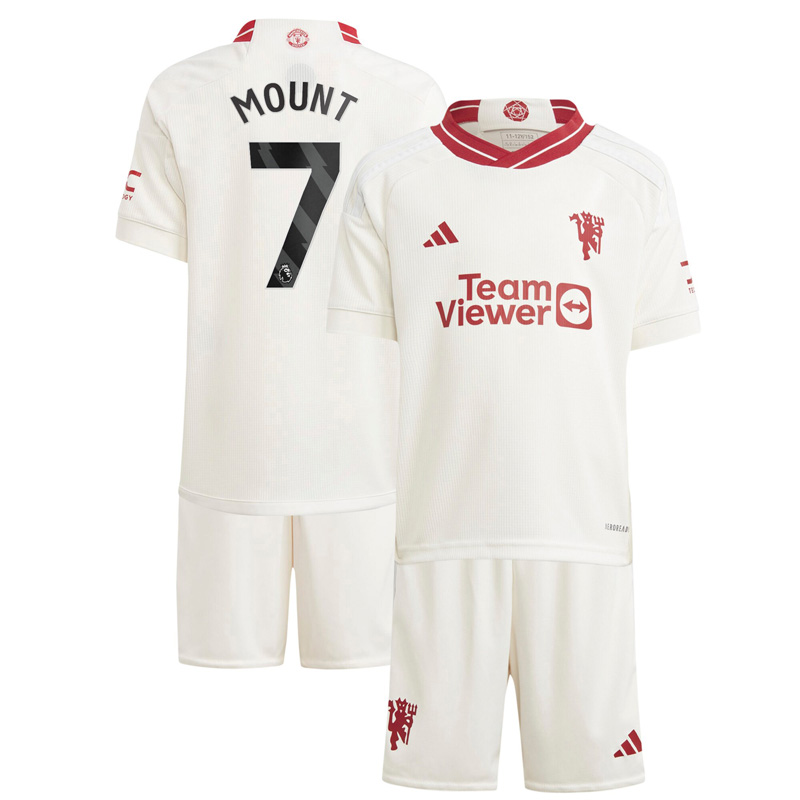 Mount 7 Manchester United Tredjetrøje 2023/24 Hvid Kortærmet + korte bukser til børn