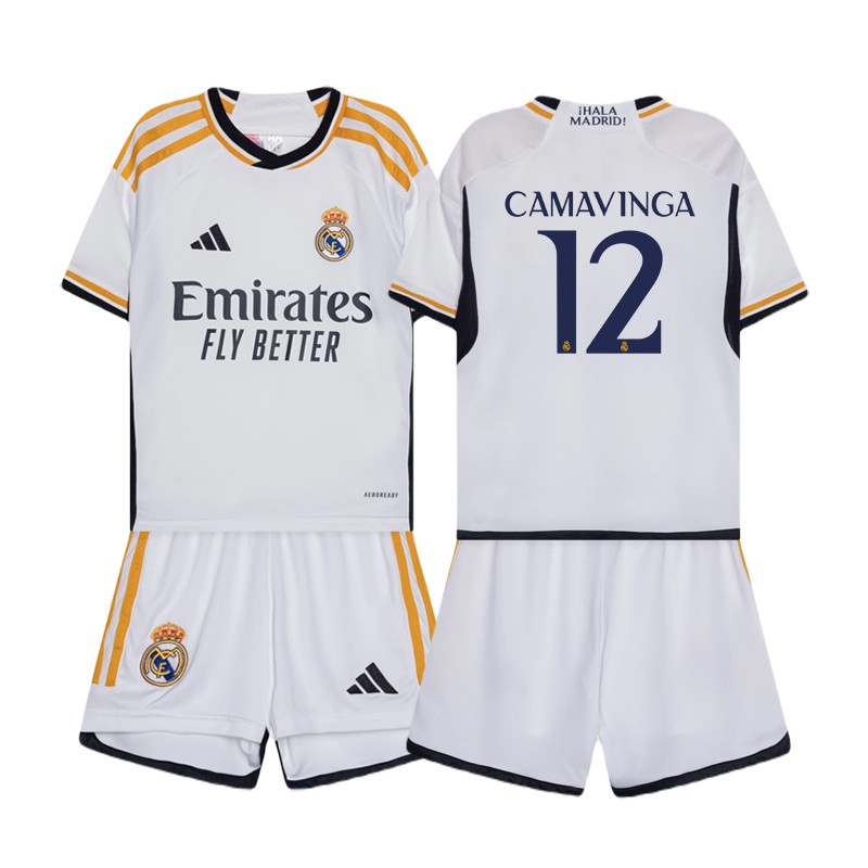 Real Madrid Camavinga 12 Hjemmebanesæt 2023/24 Hvid Kortærmet Børn