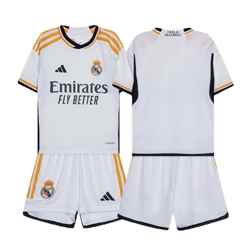 Real Madrid Hjemmebanetrøje 23/24 Hvid Kortærmet + korte bukser til børn