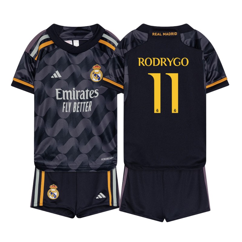 Real Madrid Rodrygo 11 Udebanetrøje 2023/24 Børn Kortærmet + korte bukser