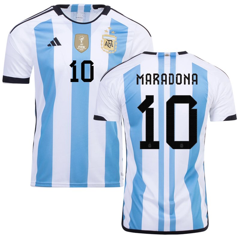 3 Stars Argentina Hjemmebanetrøje 22/23 Kortærmet med Maradona 10 tryk