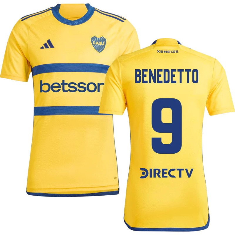 Benedetto 9 Udebanetrøje 23/24 Gul Kortærmet Fodboldtrøjer fra Boca Juniors
