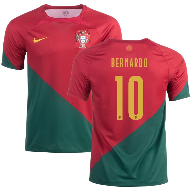 Bernardo 10 Portugal Hjemmebanetrøje 22/23 Rød Grøn Kortærmet