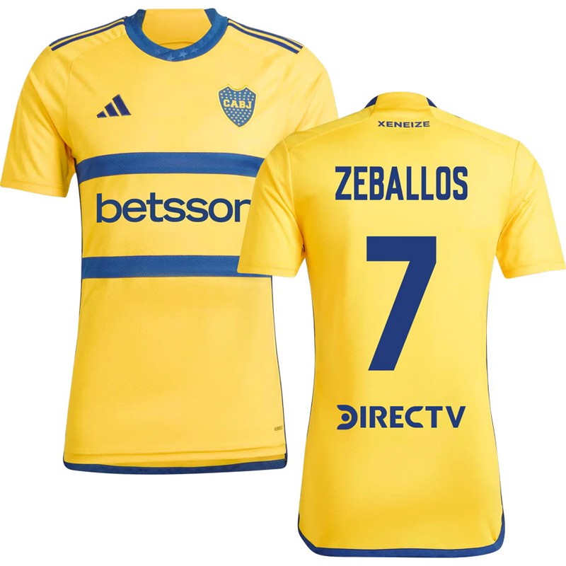 Boca Juniors Udebanetrøje 2023/24 Gul Kortærmet med Zeballos 7 tryk