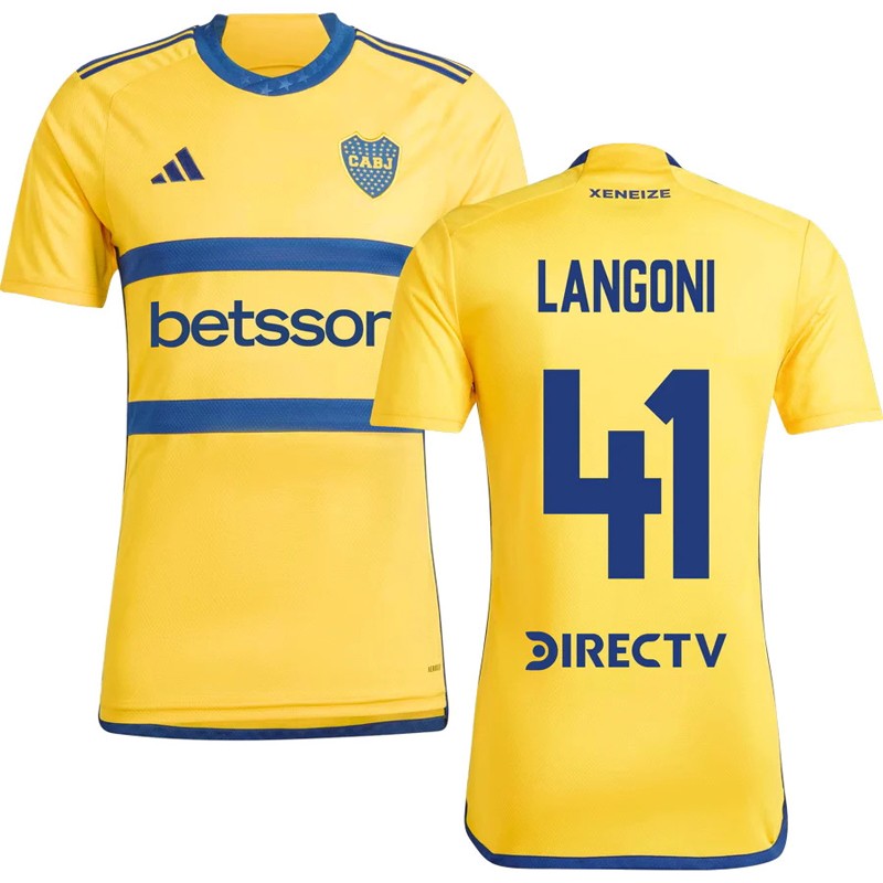 Boca Juniors Udebanetrøje 23/24 Gul Kortærmet med Langoni 41 tryk