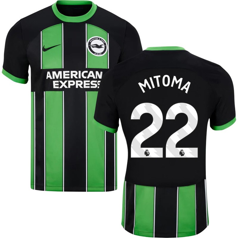Brighton Udebanetrøje 23/24 Sort Grøn Kortærmet med Mitoma 22 tryk