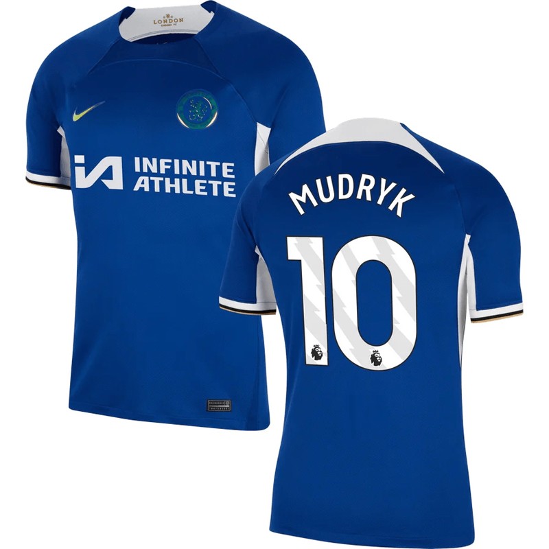 Chelsea Mudryk 10 Hjemmebanetrøje 2023-2024 Blå Kortærmet Infinite Athlete