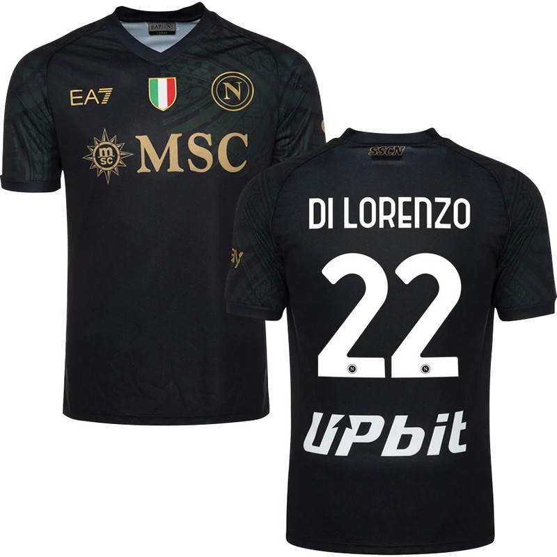 Di Lorenzo 22 SSC Napoli 3rd fodboldtrøjer 23/24 Sort Kortærmet til Herre