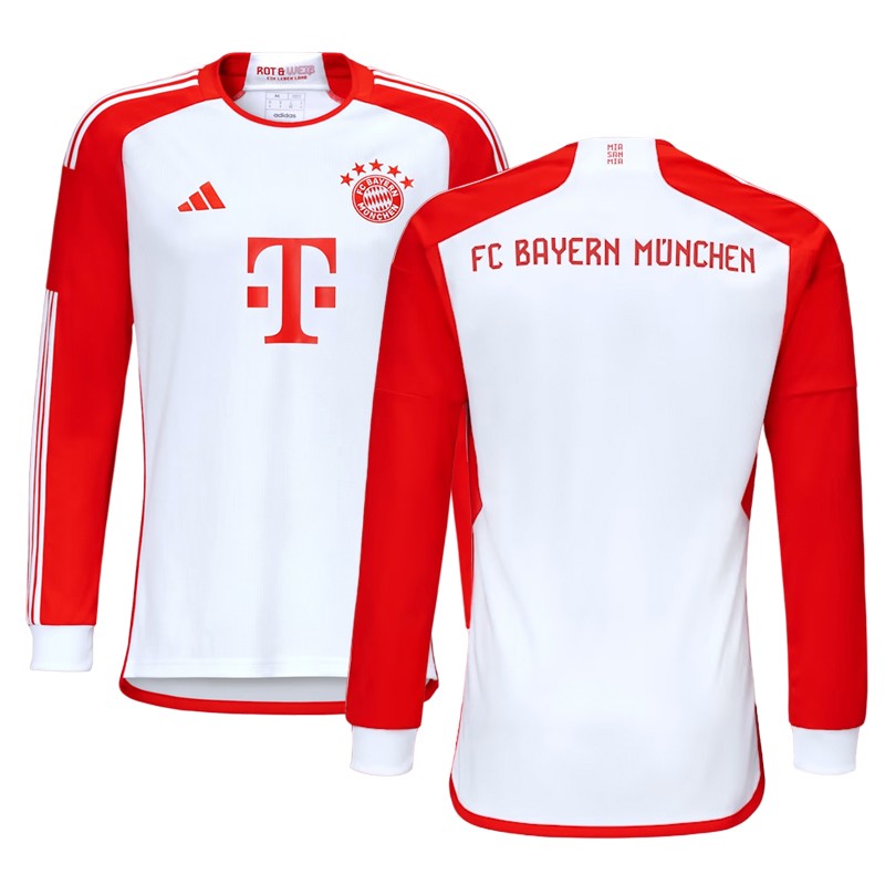 FC Bayern Munich Hjemmebanetrøje 2023-2024 Rød Hvid Langærmet