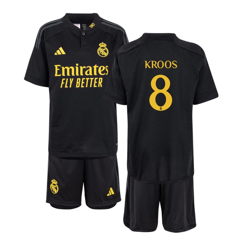 Fodboldtrøjer Børn Real Madrid 2023/24 Tredjetrøje Sort Kortærmet Kit KROOS 8