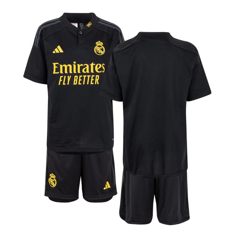 Fodboldtrøjer Børn Real Madrid Tredjetrøje 2023/24 Sort Kortærmet + korte bukser