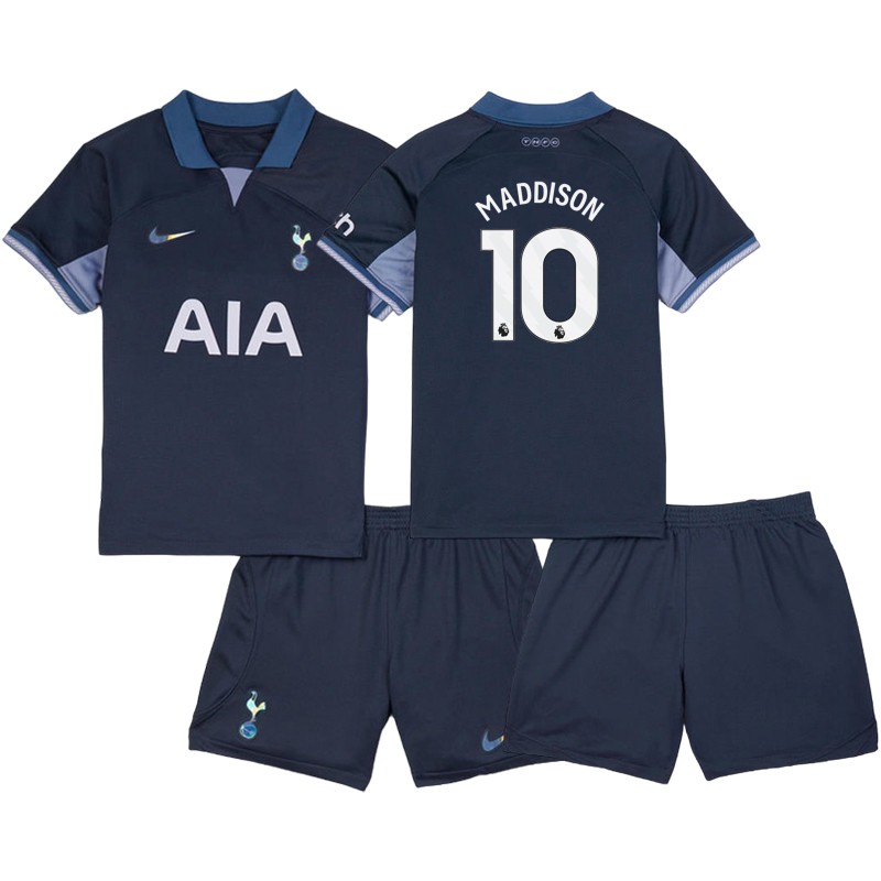 Fodboldtrøjer Børn Tottenham Hotspur Maddison 10 Udebanetrøje 23/24 Navy Kortærmet